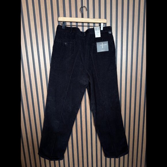 New Dockers Pants 34 x 32 Mens Black Corduroy Cuffed Classic Fit Recode Crushed - Picture 2 of 10
